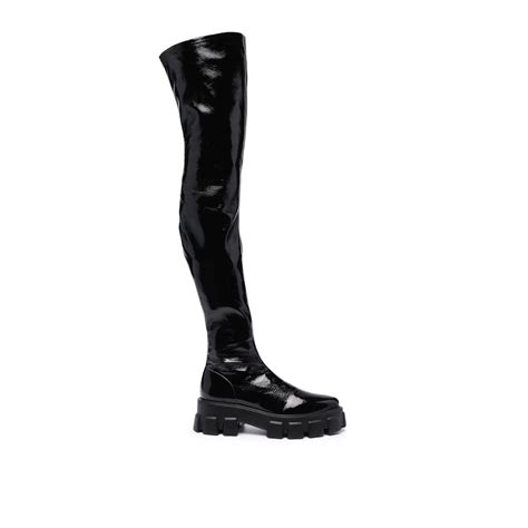 prada women motorcycle boots|prada thigh high boots.